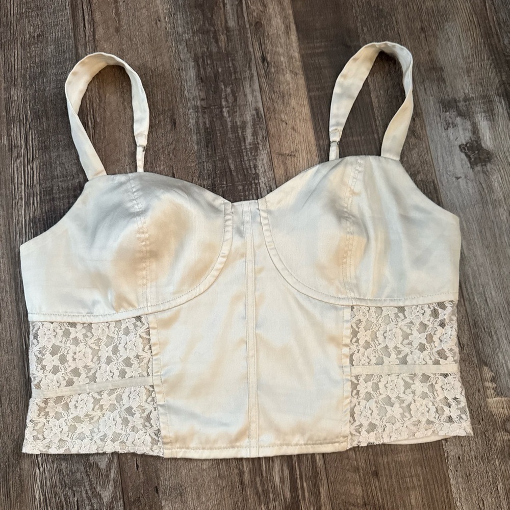 Cream Lace Bustier Top